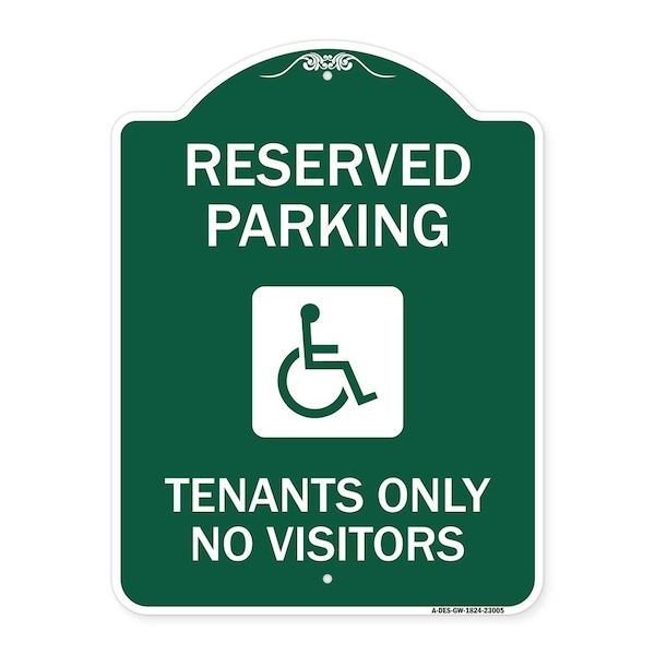 Signmission Reserved Parking Tenants No Visitors W/ Graphic, Green & White Alum Sign, 18" x 24", GW-1824-23005 A-DES-GW-1824-23005 - main